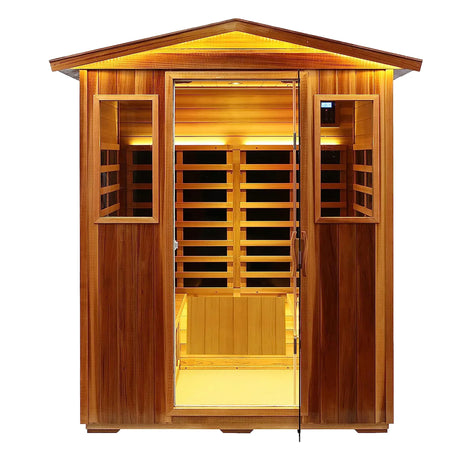 Four-Person Far-Infrared Carbon Crystal Outdoor Sauna - Omega Lifestyles