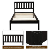 Twin Espresso Solid Wood Platform Bed With Headboard - Omega Lifestyles
