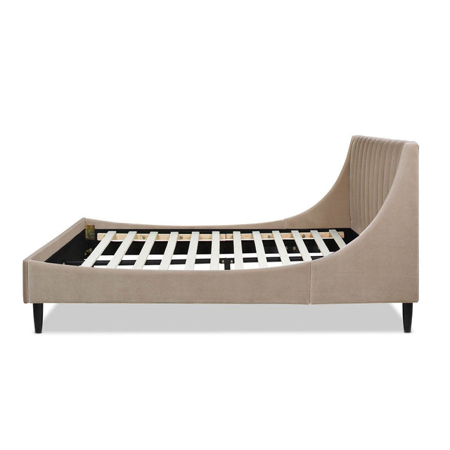 Modern Velvet Upholstered Platform Bed Frame - Omega Lifestyles