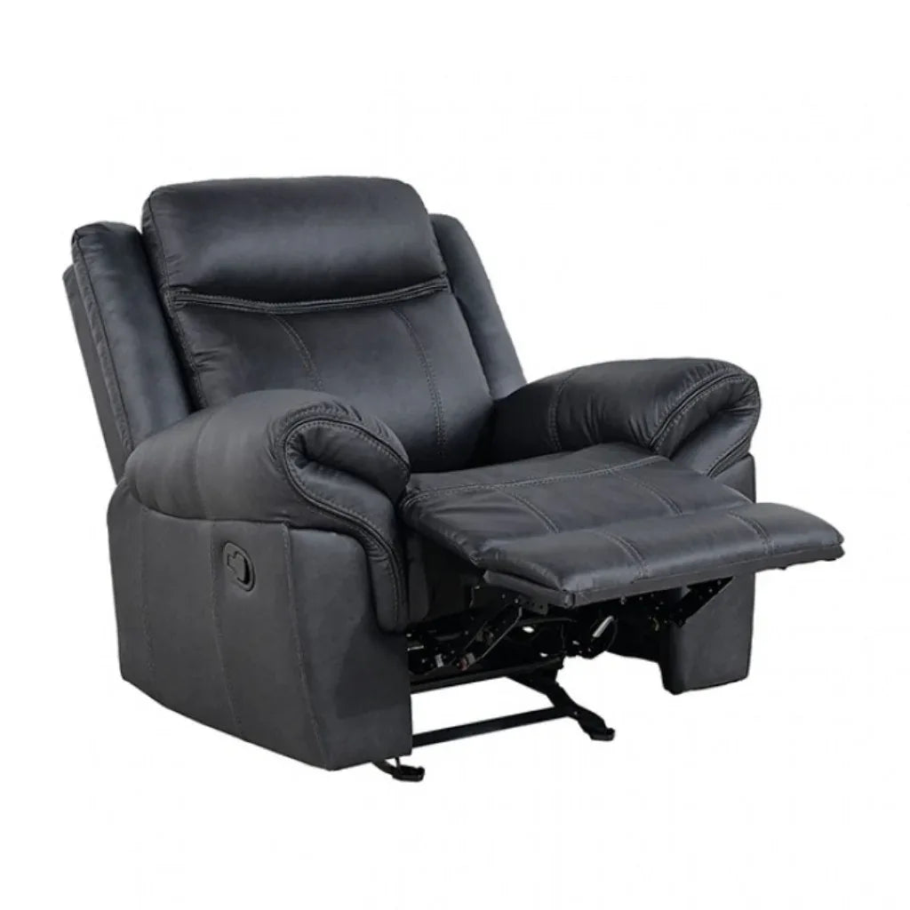 Transitional Black Faux Leather Glider Recliner Chair - Omega Lifestyles
