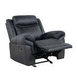 Transitional Black Faux Leather Glider Recliner Chair - Omega Lifestyles