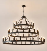 Farmhouse Wagon Wheel 36-Light Matte Black Chandelier - Omega Lifestyles