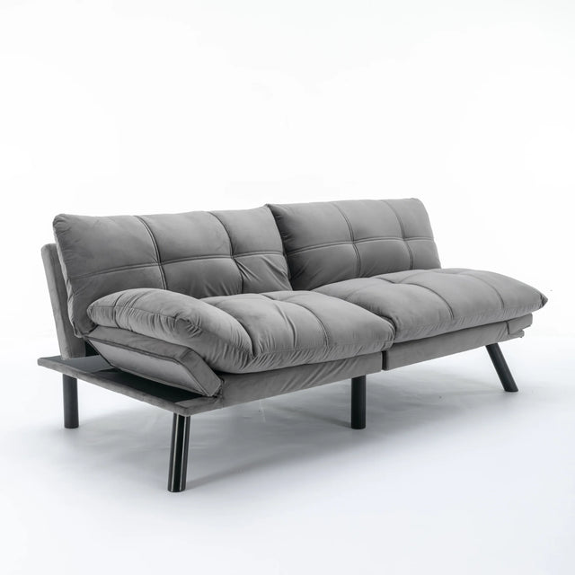 Light Grey Upholstered Convertible Foam Sofa Bed Twin - Omega Lifestyles