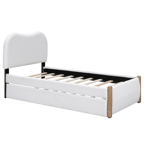 Twin Upholstered Platform Bed Frame With Trundle White - Omega Lifestyles