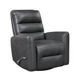 Gray Swivel Glider Recliner Chair With Faux Leather Upholstery