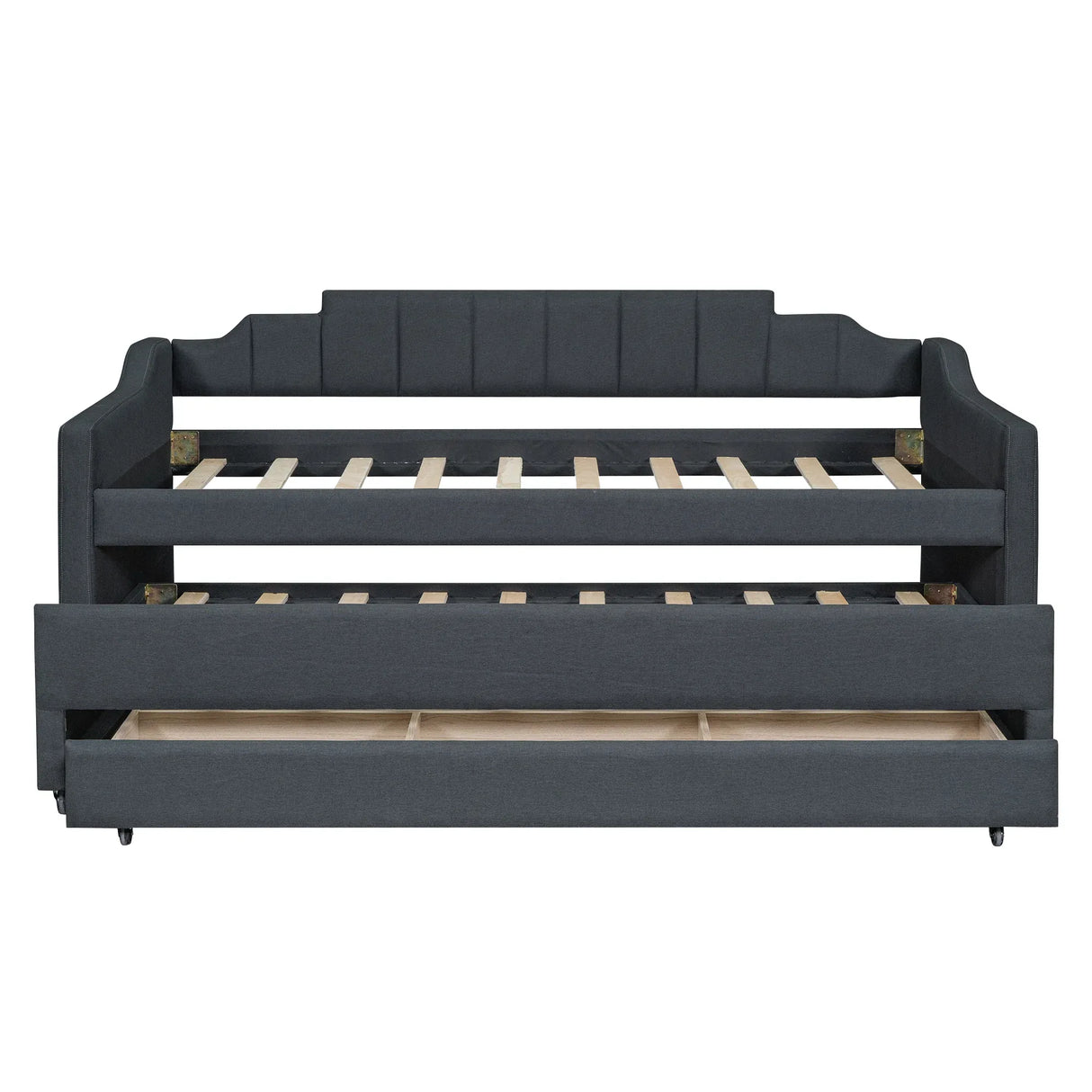 Twin Upholstered Linen-Blend Daybed With Trundle Drawers - Omega Lifestyles