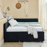 Full Size Velvet Upholstered Daybed With Trundle - Omega Lifestyles