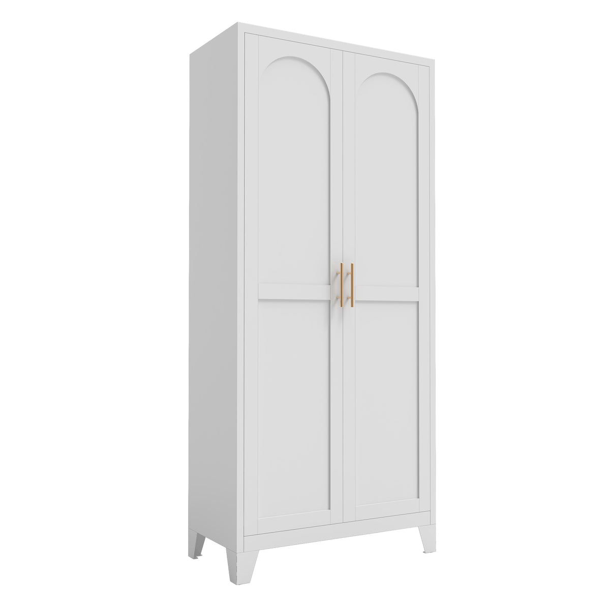 71-Inch White Steel Storage Cabinet With Adjustable Shelves