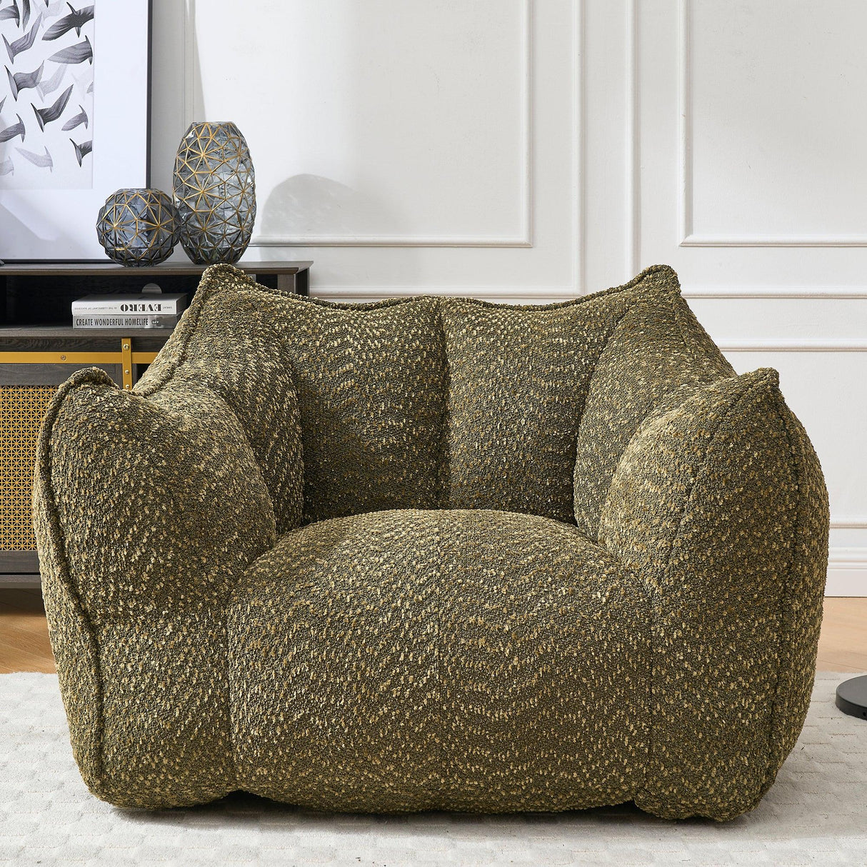 Chenille Bean Bag Chair With Resilient Foam - Omega Lifestyles