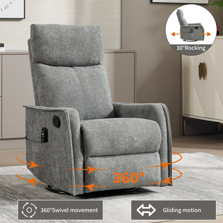 Heat Massage Recliner Chair With Swivel Rocker And Lumbar Heat - Omega Lifestyles