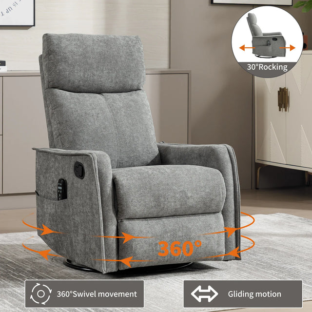 Heat Massage Recliner Chair With Swivel Rocker And Lumbar Heat - Omega Lifestyles