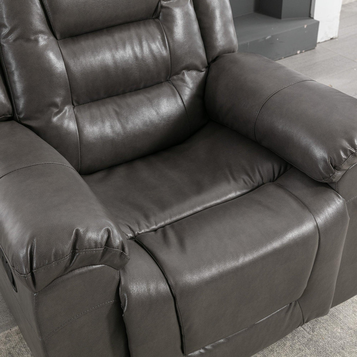 Grey Manual Recliner Chair With Storage Box And Cup Holders - Omega Lifestyles