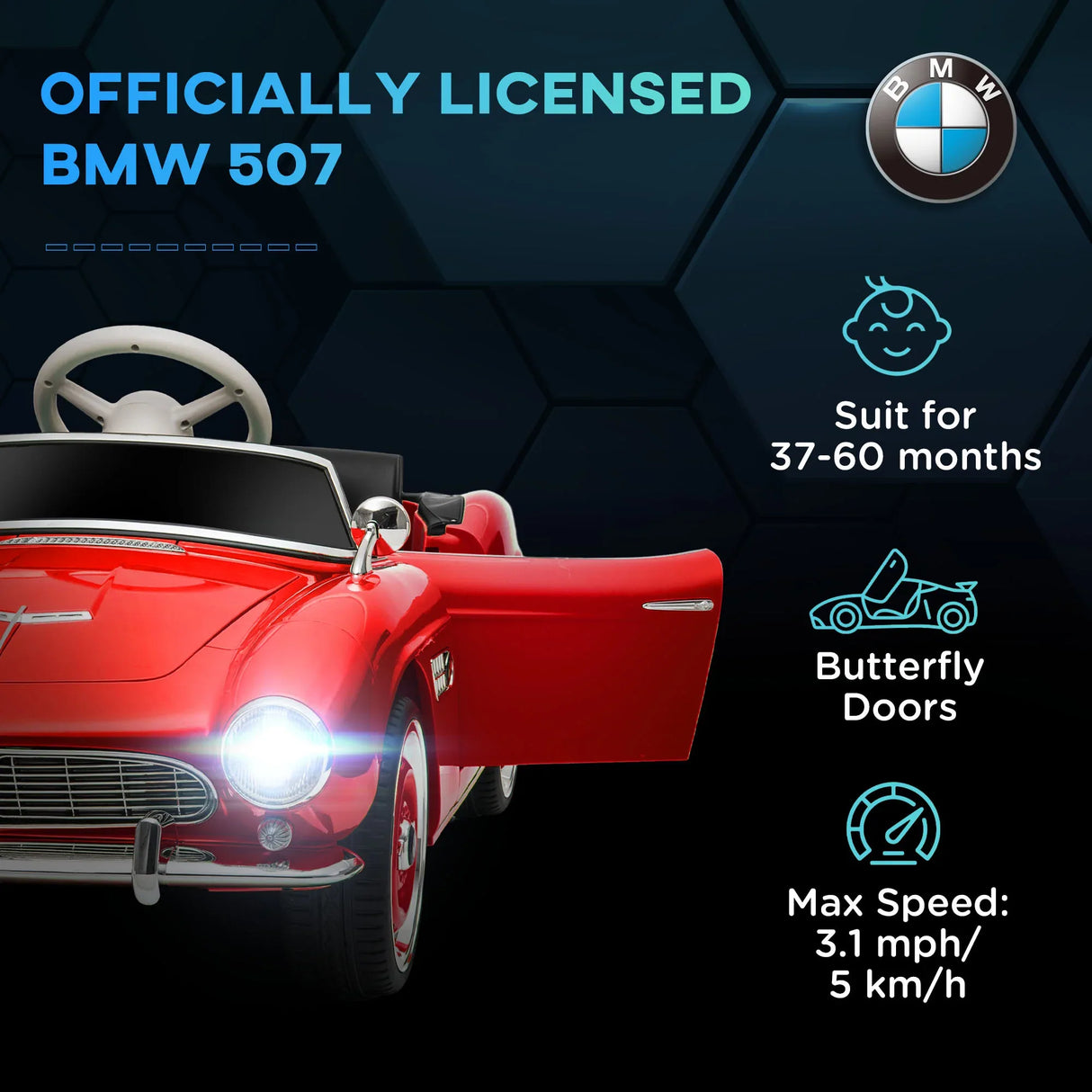 Licensed BMW 507 Kids Electric Ride-On Car With Remote - Omega Lifestyles