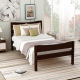 Twin Minimalist Solid Wood Platform Bed With Headboard - Omega Lifestyles