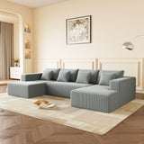 Corduroy U-Shaped Modular 5-Seat Sectional Sofa - Omega Lifestyles
