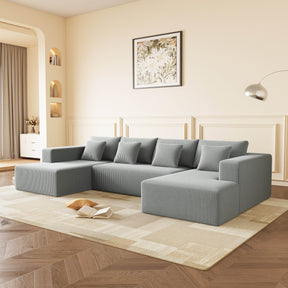 Corduroy U-Shaped Modular 5-Seat Sectional Sofa - Omega Lifestyles