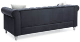 Velvet Upholstered Three-Seat Tufted Sofa With Nailhead Trim - Omega Lifestyles