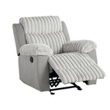 Transitional Gray Manual Glider Recliner With Two-Tone Design - Omega Lifestyles