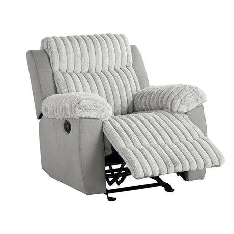 Transitional Gray Manual Glider Recliner With Two-Tone Design - Omega Lifestyles