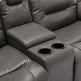 Grey Manual PU Upholstered Home Theater Recliner Chair Set - Omega Lifestyles