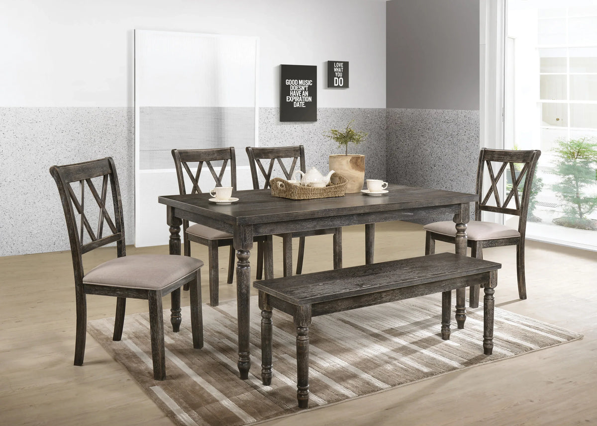Gray Synthetic Wood 7-Piece Dining Room Set - Omega Lifestyles