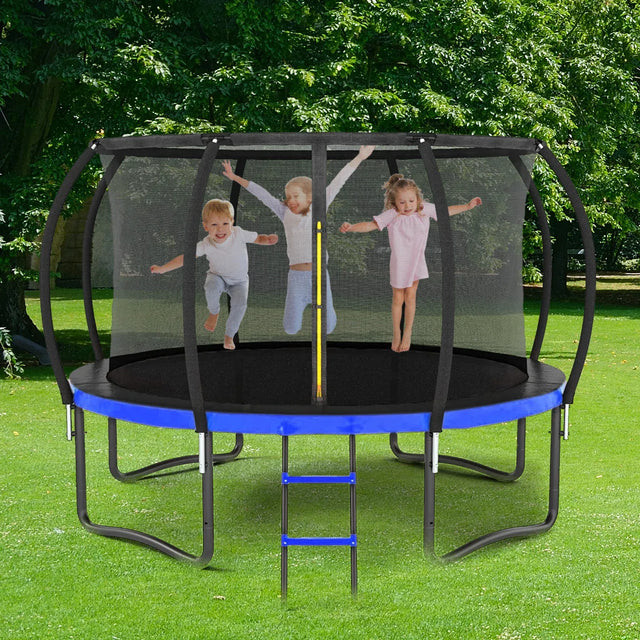 14FT Outdoor Metal Frame Kids Safety Enclosure Trampoline - Omega Lifestyles