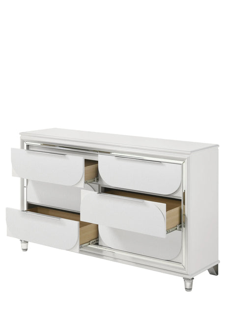 Modern Pearl White Synthetic Wood Dresser With Ample Storage - Omega Lifestyles