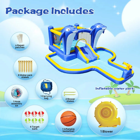 8-in-1 Inflatable Water Park Slide Trampoline Playhouse - Omega Lifestyles