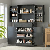 Fluted Freestanding Kitchen Pantry Cabinet With Drawers - Omega Lifestyles