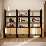Natural Rattan Storage Cabinet Bookshelf With Doors - Omega Lifestyles