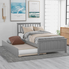 Twin Solid Wood Platform Bed With Trundle - Omega Lifestyles
