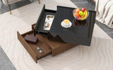 360 Degree Rotating Square Coffee Table With Drawers - Omega Lifestyles
