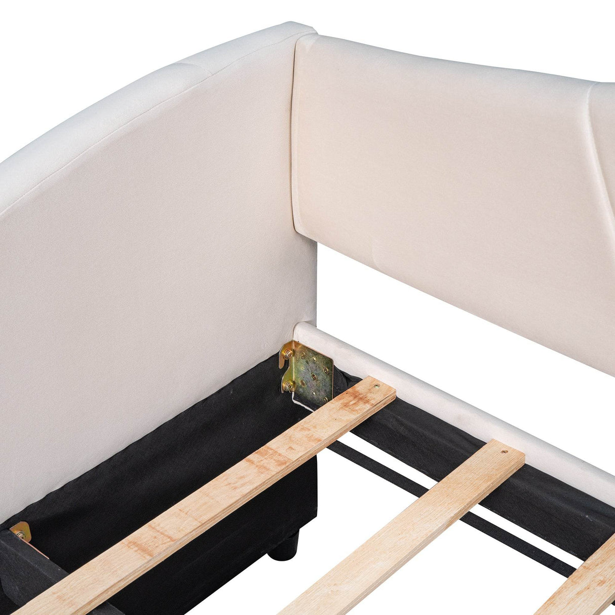 Upholstered Twin Daybed With Trundle And Wood Slats - Omega Lifestyles