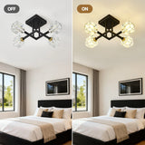 Modern Crystal Flush Mount Ceiling Light Matte Black - Omega Lifestyles