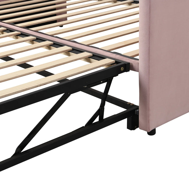 Twin Upholstered Daybed With Pop-Up Trundle Pink - Omega Lifestyles