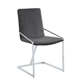 Set of 2 Gray Velvet Upholstered Metal Side Chairs - Omega Lifestyles