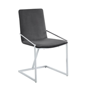 Set of 2 Gray Velvet Upholstered Metal Side Chairs - Omega Lifestyles