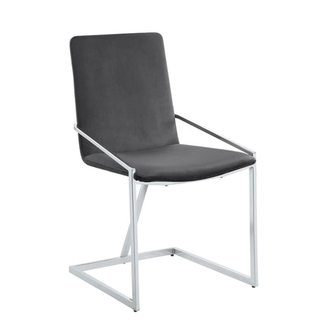 Set of 2 Gray Velvet Upholstered Metal Side Chairs - Omega Lifestyles