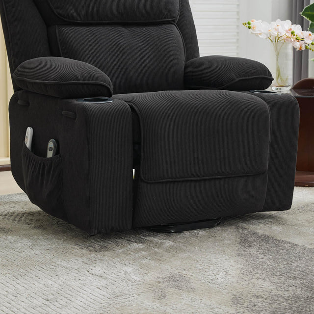 Medium-Firm Corduroy Remote-Controlled Heating Massage Recliner - Omega Lifestyles