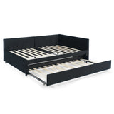 Full Size Velvet Upholstered Daybed With Trundle - Omega Lifestyles