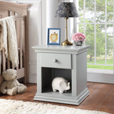 Solid Wood Gray Universal Nightstand With Storage Drawer