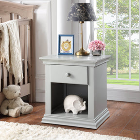 Solid Wood Gray Universal Nightstand With Storage Drawer - Omega Lifestyles