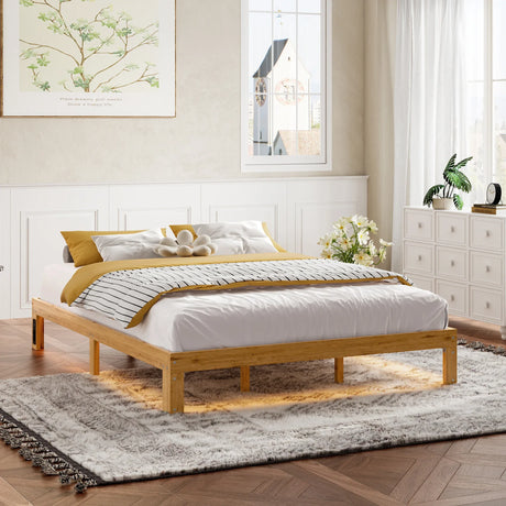 Queen 12-Inch Solid Wood Pine Platform Bed Frame - Omega Lifestyles