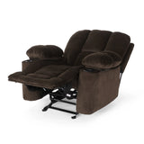 Manual Recliner Chair With Plush Fabric And Cup Holders - Omega Lifestyles