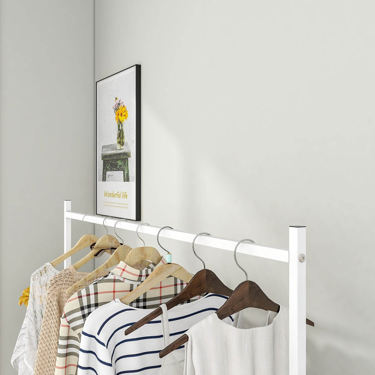 Industrial Vintage Metal Freestanding White Garment Rack - Omega Lifestyles