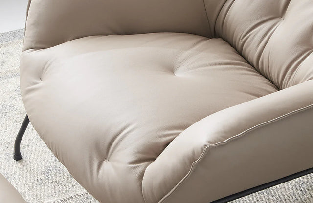 Khaki Top Grain Leather Accent Chair And Ottoman - Omega Lifestyles