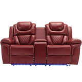 Manual Recliner Chair With Storage Cup Holders LED - Omega Lifestyles