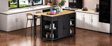 Extendable Rubber Wood Veneer Kitchen Island Cart - Omega Lifestyles