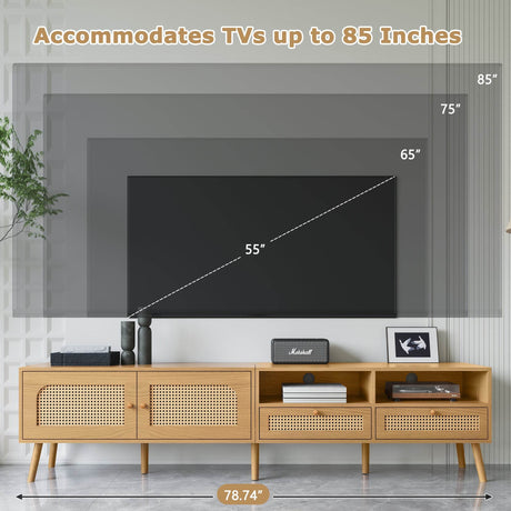Boho Farmhouse Solid Wood TV Stand Cabinet - Sleep Galleria