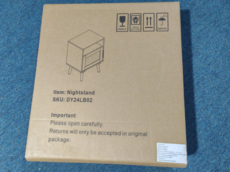 Oak Rattan Bedroom Nightstand With Solid Wood Legs - Omega Lifestyles